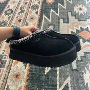 UGG Black Platform Tasman Slippers